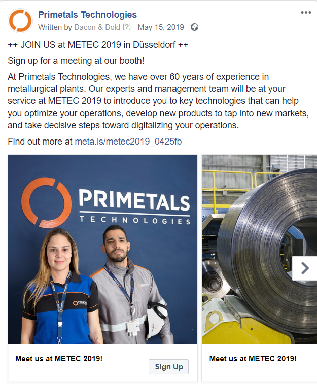 Screenshot Facebook Ad Primetals