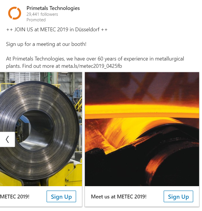 Screenshot LinkedIn Ad Primetals