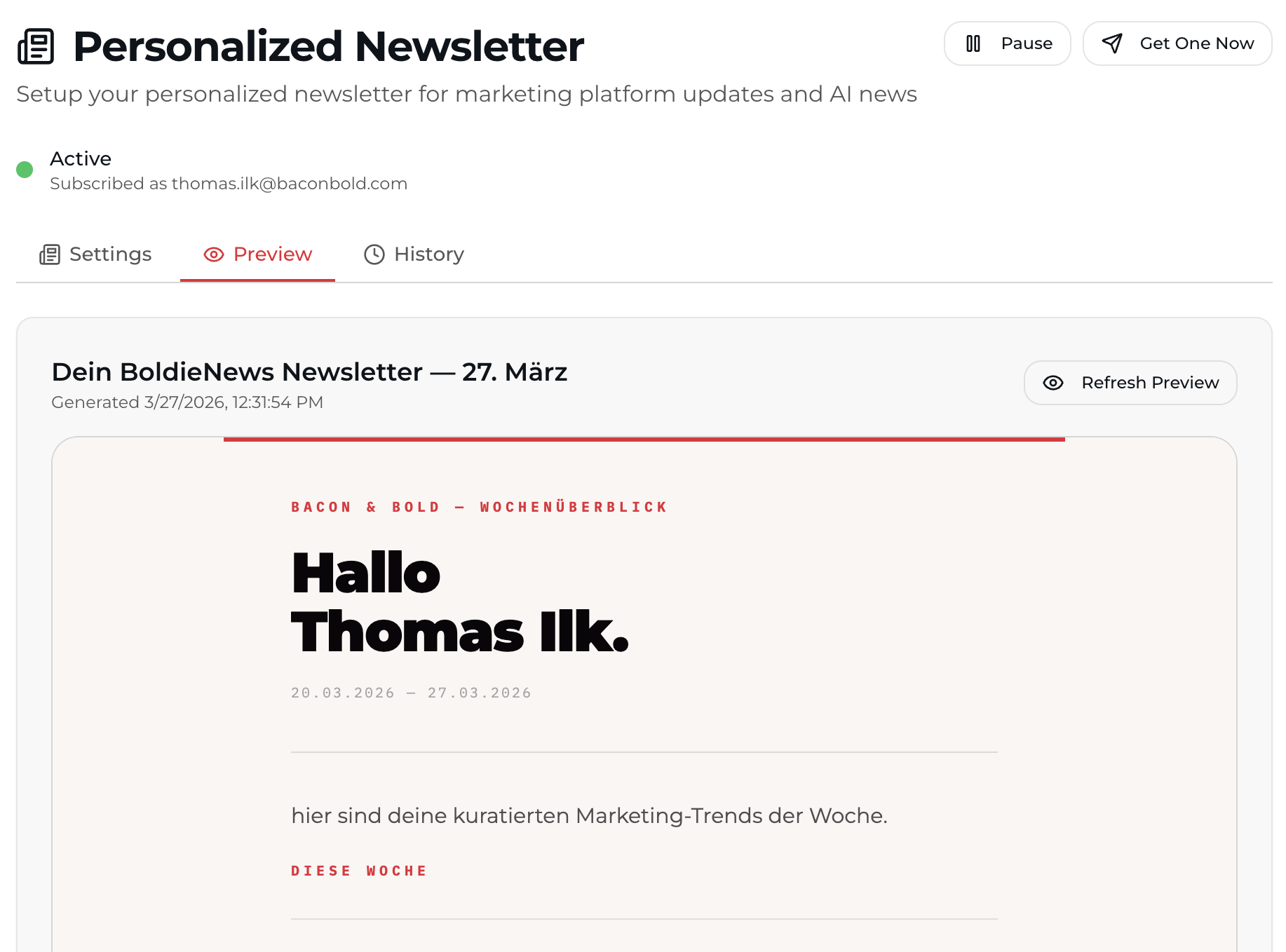 BoldieNews: Personalisierter Marketing-Newsletter